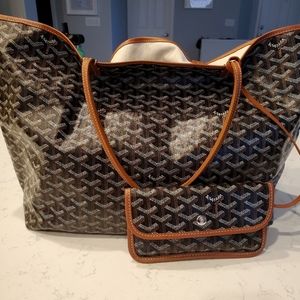 Goyard PM Black and Tan tote